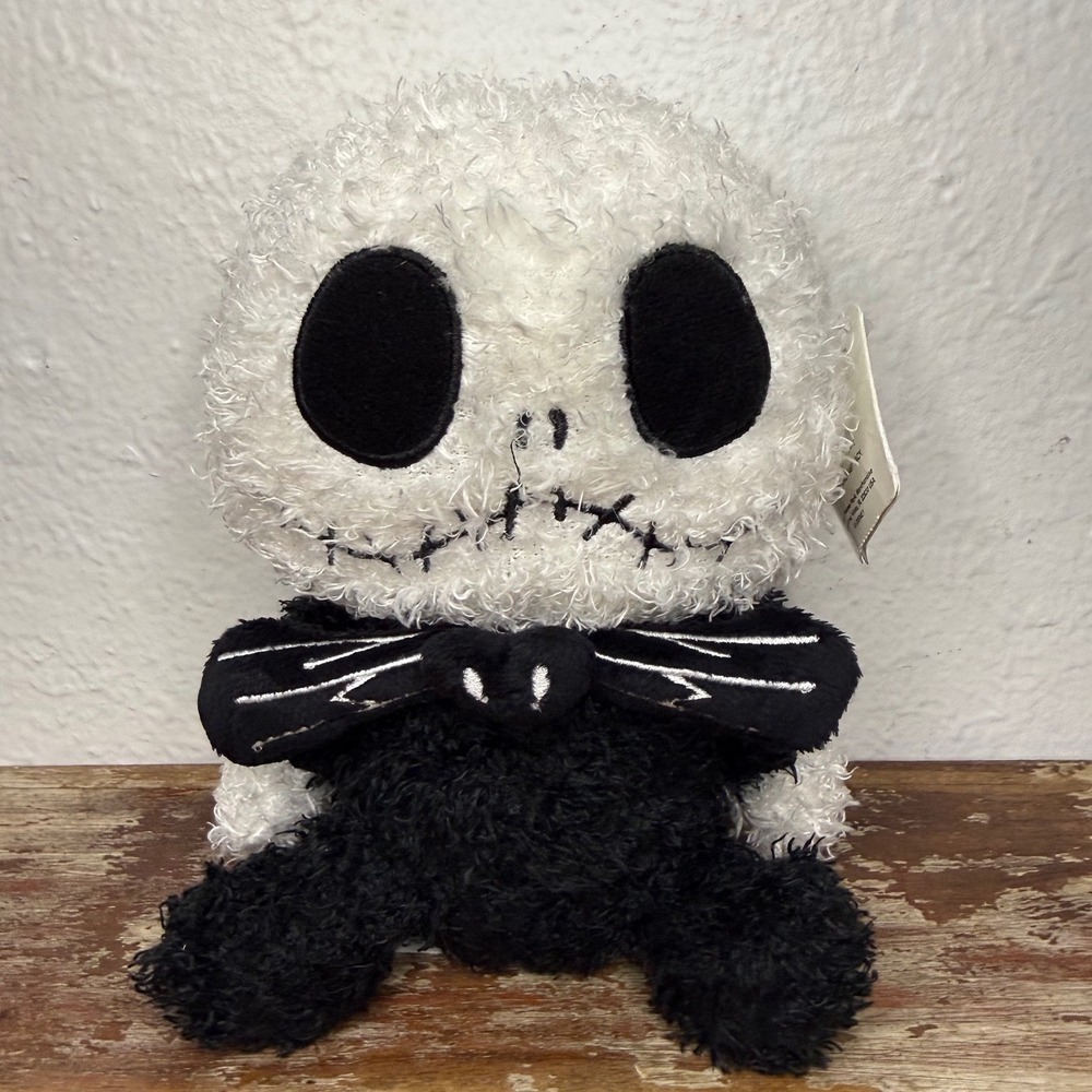 Disney Parks Fuzzy Baby Jack Skellington Beanbag Plush Toy 7"